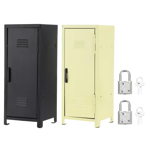 Mini Locker 4.3 x 10.8 Inch, 2 Pcs Small Locker with Lock Keys, Black/Yellow