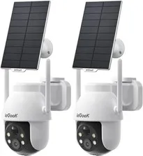 2-pack Solar Camera Outdoor Wireless, 2K WiFi Cameras for Home Security System