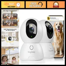 2-Pack 2K Indoor Security Cameras with Night Vision, Motion Detection, 2-Way Aud