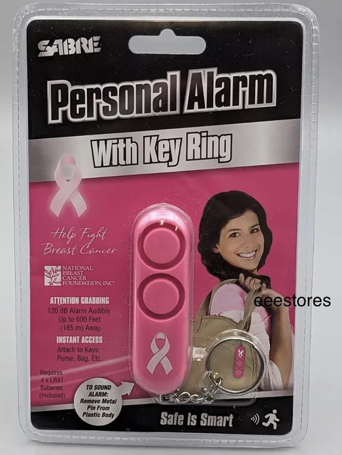 🆕Sabre‼️Personal Alarm Keychain✨Pink 120 dB Siren Audible Up to 600' PA-NBCF-01