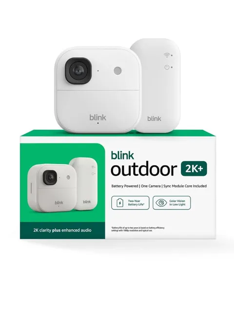 Blink Outdoor 2K+ (newest) Wireless Smart Security Camera + Sync Module Core