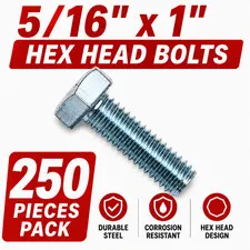 5/16″ x 1″ Hex Head Bolts Corrosion Resistant Zinc (250pcs)