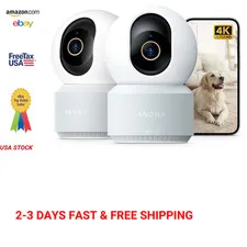 Indoor Security Camera 4K UHD AI Detection Pan Tilt Wi-Fi 6 Dual Band 2 Pack