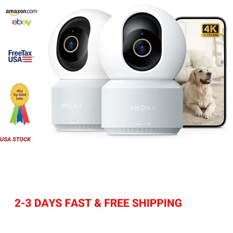 Indoor Security Camera 4K UHD AI Detection Pan Tilt Wi-Fi 6 Dual Band 2 Pack