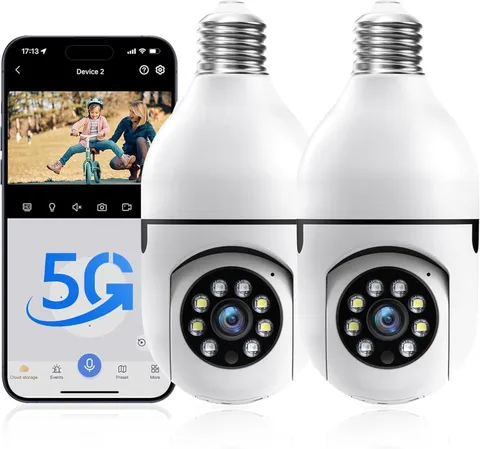 Chpuss Light Bulb Security Camera, 5G& 2.4GHz WiFi Security Cameras Wireless Out