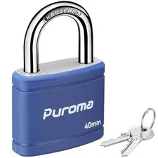 Puroma Keyed Padlock 7/8" Heavy-Duty Lock for Gate, Fence, Cabinet, Toolbox