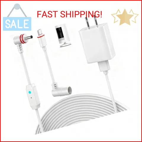 25FT Power Cord Compatible with Ring Spotlight Cam Pro(Battery), Stick Up Cam Ba