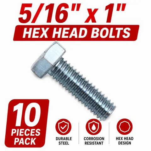 5/16″ x 1″ Hex Head Bolts Corrosion Resistant Zinc (10pcs)