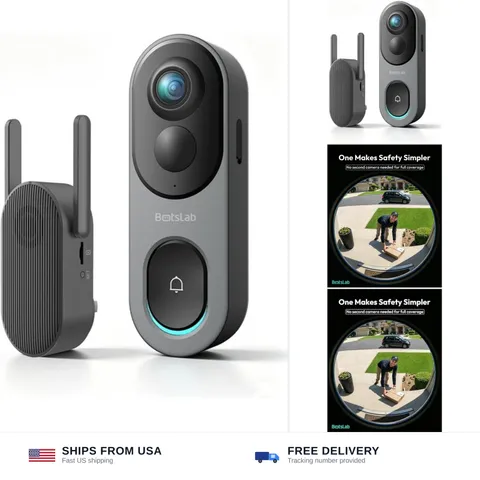 BOTSLAB 5MP Wireless Video Doorbell Camera,180° Head-to-Toe View, AI Motion D...