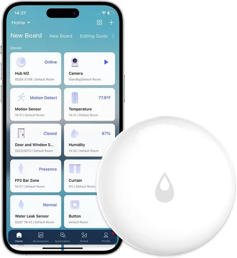 Water Leak Sensor, Zigbee Wireless Water Leak Detector for Alarm System and Smar