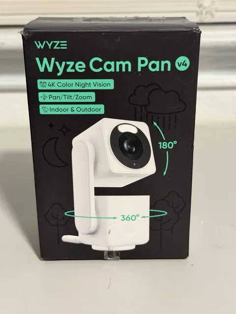 Wyze Cam Pan v4, 4K UHD Indoor/Outdoor, Plug-In, Pan/Tilt Security Camera White