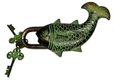 Fish Shape Victorian Style Trick Puzzle Lock Handcrafted Brass Safety Padlock