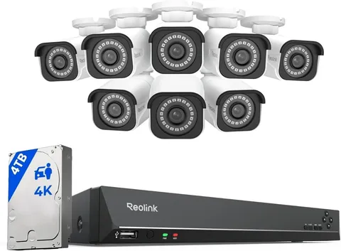 REOLINK 16CH 4K Security Bullet Camera System with 4TB HDD RLK16-800B8 White