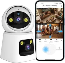 4MP Dual Lens Indoor Security Camera, 360° Pan/Tilt Baby & Pet Monitor, 2.4G/5G