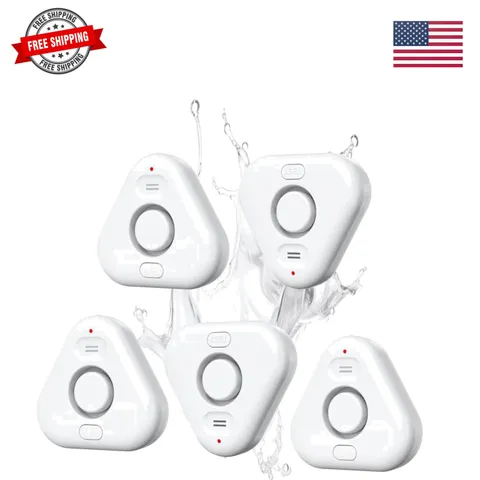 5 Pack Water Leak Detectors for Home, 4 Levels Adjustable Audio 0-120dB Water...