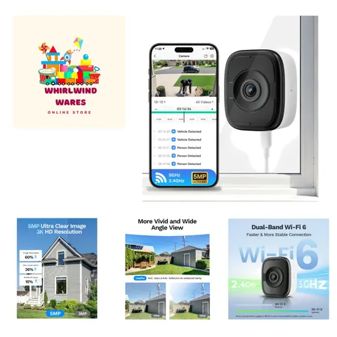 5MP 3K Safeview Window Security Camera, WiFi6 Indoor Window Camera | Anti-Gla...