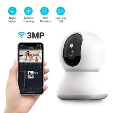 3MP 4K WiFi Indoor Security Camera with 10X Digital Zoom Pan Tilt IP Night