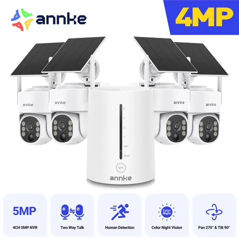 4MP 2K Wireless Security Camera Outdoor, 5MP 2-Cam Kit Solar Surveillance System