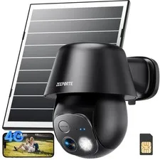 4G LTE Solar Security Camera Wireless Outdoor, No WiFi, 2K Night Vision, 360° Pa