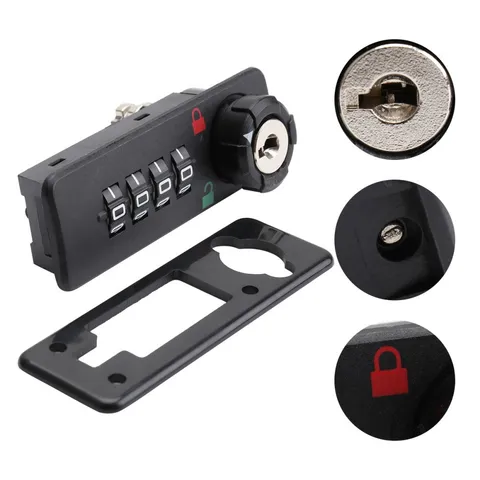 4 Digit Mechanical Combination Lock ABS Password Lock Black for Mailbox Cabinet