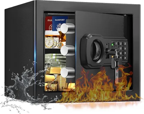 1.3 Cubic Foot Fireproof Waterproof Home Safe With Digital Keypad And Shelf Unit