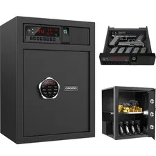 Sliding-Away Drawer Safe with LCD Display of Temp,Humidity,Time,Home Security...