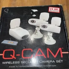 Q-Cam 2 Wireless Signal Color Security Cameras Remote Plugin Power & Audio To TV