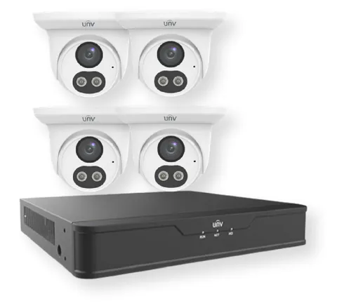 Uniview UNV 4CH PoE NVR 4x 4MP Turret Security System 1TB NDAA EKDL-S31P4T44T1