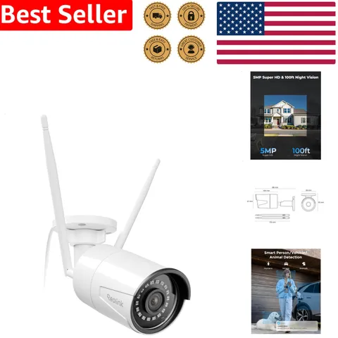 Outdoor Security Camera 5MP HD Dual Band WiFi Smart Detection Night Vision