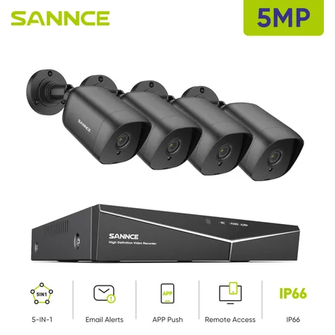 SANNCE 8CH DVR 5MP Video CCTV Security Camera System Outdoor EXIR Night Vision
