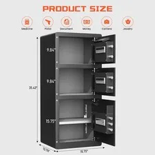 Secure 8.0 Cubic Foot Triple Door Safe Box for Home with Drop Slot & Adjustable