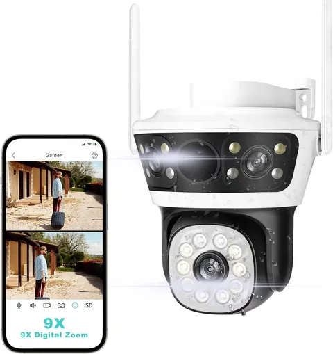 Security Camera Outdoor 2.4G Wifi PTZ Outdoor Camera Dual Lens Home Security Cam