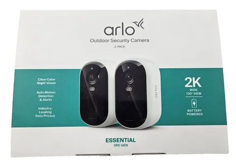 (2-Pack) Arlo Outdoor 2K Security Camera Essential 3rd Gen - Battery Powered