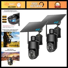 4G LTE Security Camera, No WiFi, 2K Live Video, 360° View, Color Night Vision, S
