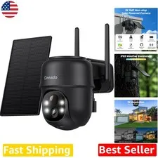 2K Solar Camera, 360 PTZ, Human Detect, Color Night Vision, Wireless