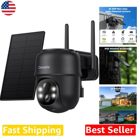 2K Solar Camera, 360 PTZ, Human Detect, Color Night Vision, Wireless