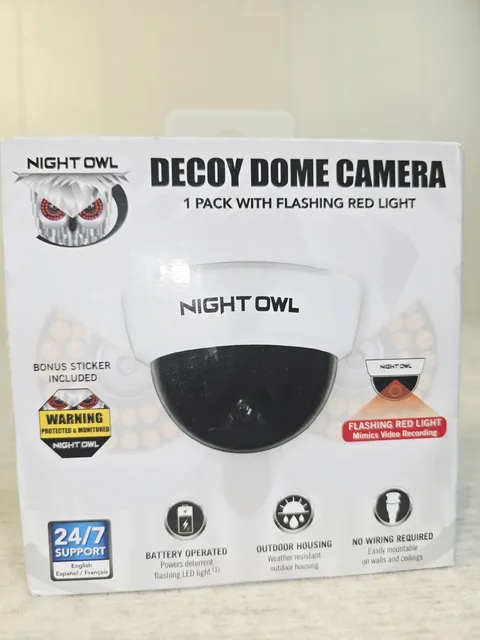 Night Owl Decoy Dome Camera Outdoor Weather-Resistant White Battery Operated 