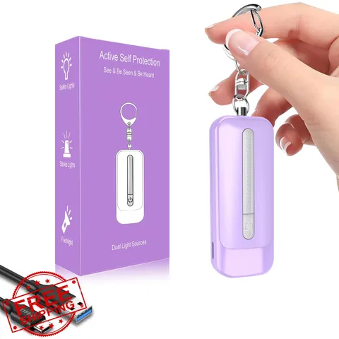 PEAKFIRE Personal Alarm Women 130dB Siren LED Flashlight Keychain