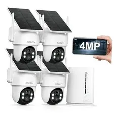 Solar Security Cameras Wireless Outdoor, 4-Cam Home Security System | 4MP