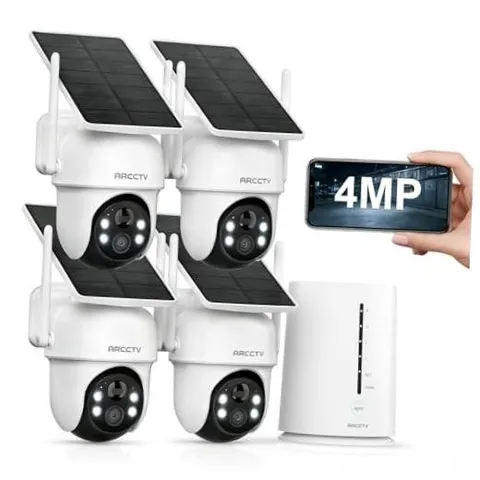Solar Security Cameras Wireless Outdoor, 4-Cam Home Security System | 4MP