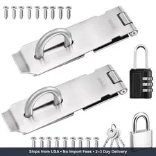 5 Inch Door Locks Hasp Latch 2 Pack,304 Stainless Steel Safety Padlock Clasp Has