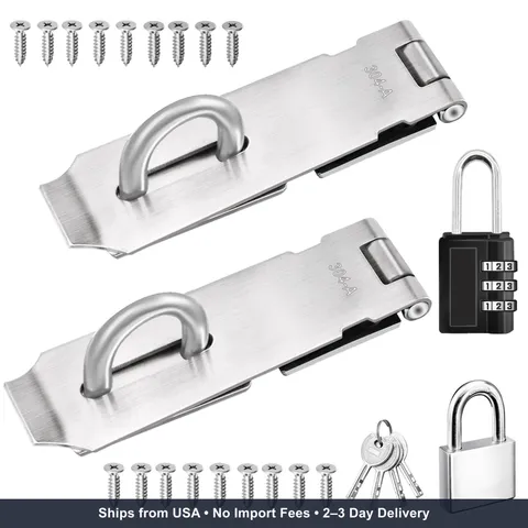 5 Inch Door Locks Hasp Latch 2 Pack,304 Stainless Steel Safety Padlock Clasp Has