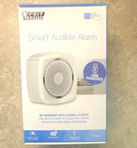 Feit Electric Smart Audible Alarm 100dB Wi-Fi USB Powered White Feit App