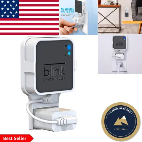 Compact and Secure Outlet Wall Mount for Blink Sync Module 2 - No Messy Wires