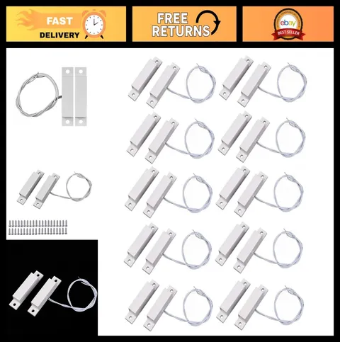 Magnetic Reed Switches for Door & Window Alarms - Wired Contact Sensors (10 Sets