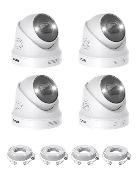 ZOSI 4Pack 5MP PoE Security Cameras with Ethernet Cables, Person Vehicle Dete...