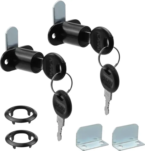2pcs Cabinet Lock with Keys 7/8" Cylinder Cam Locks Storage Locks for Black