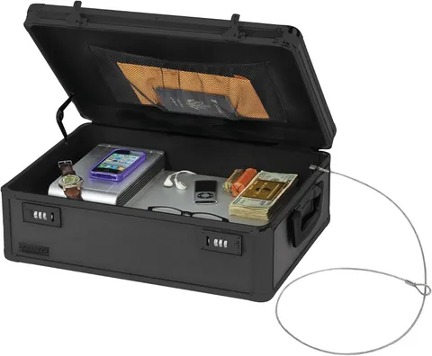 Vaultz Locking Storage Chest with Dual Combination Lock-Small Lock Box for Lapto