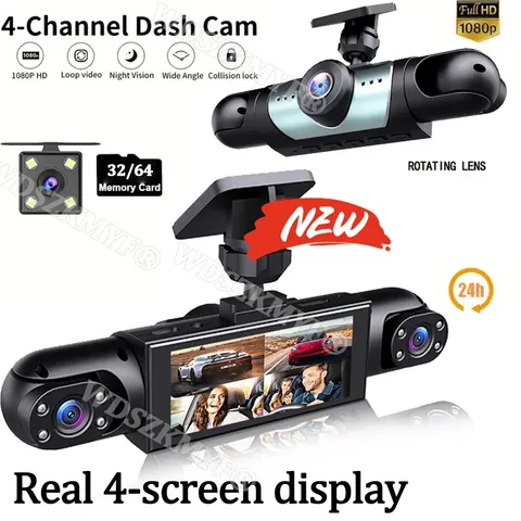 4Lens Car DVR 360 Degrees Video Recorder 1080P Dash Cam 3/4Channel Front Right l