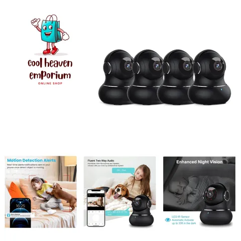 Advanced 2K Indoor Security Camera with Motion Detection & Night Vision - 4 Pack